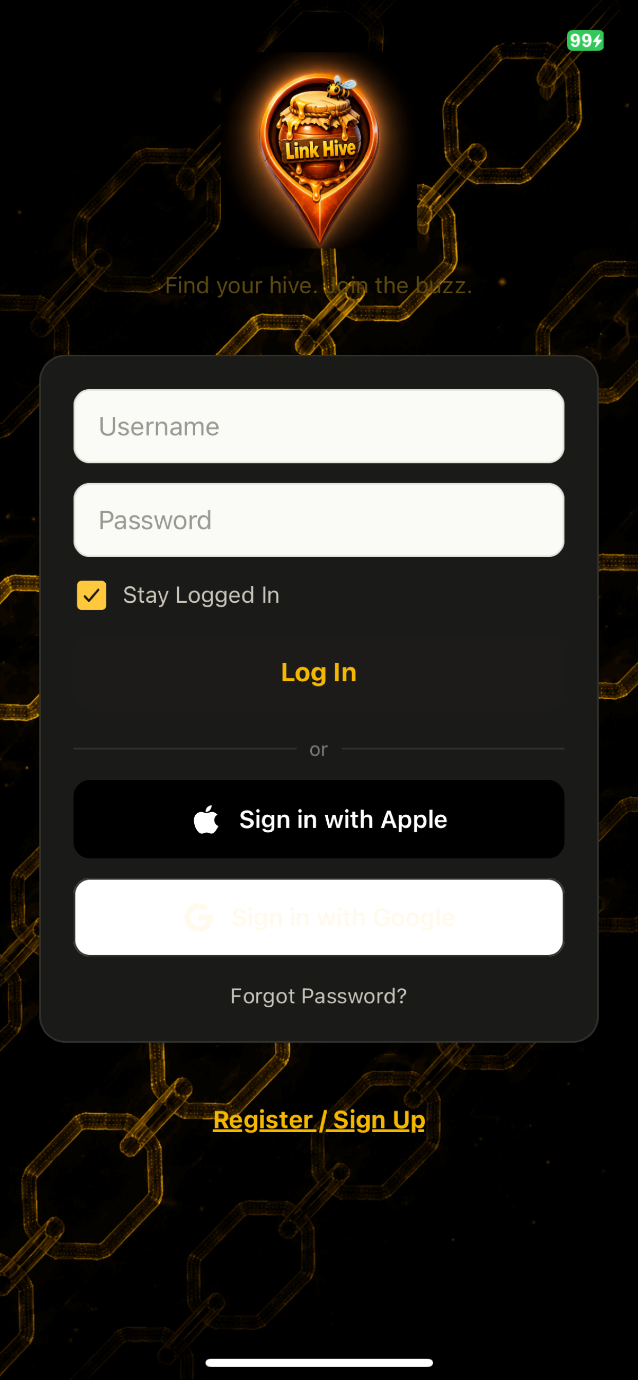Link Hive - App screen