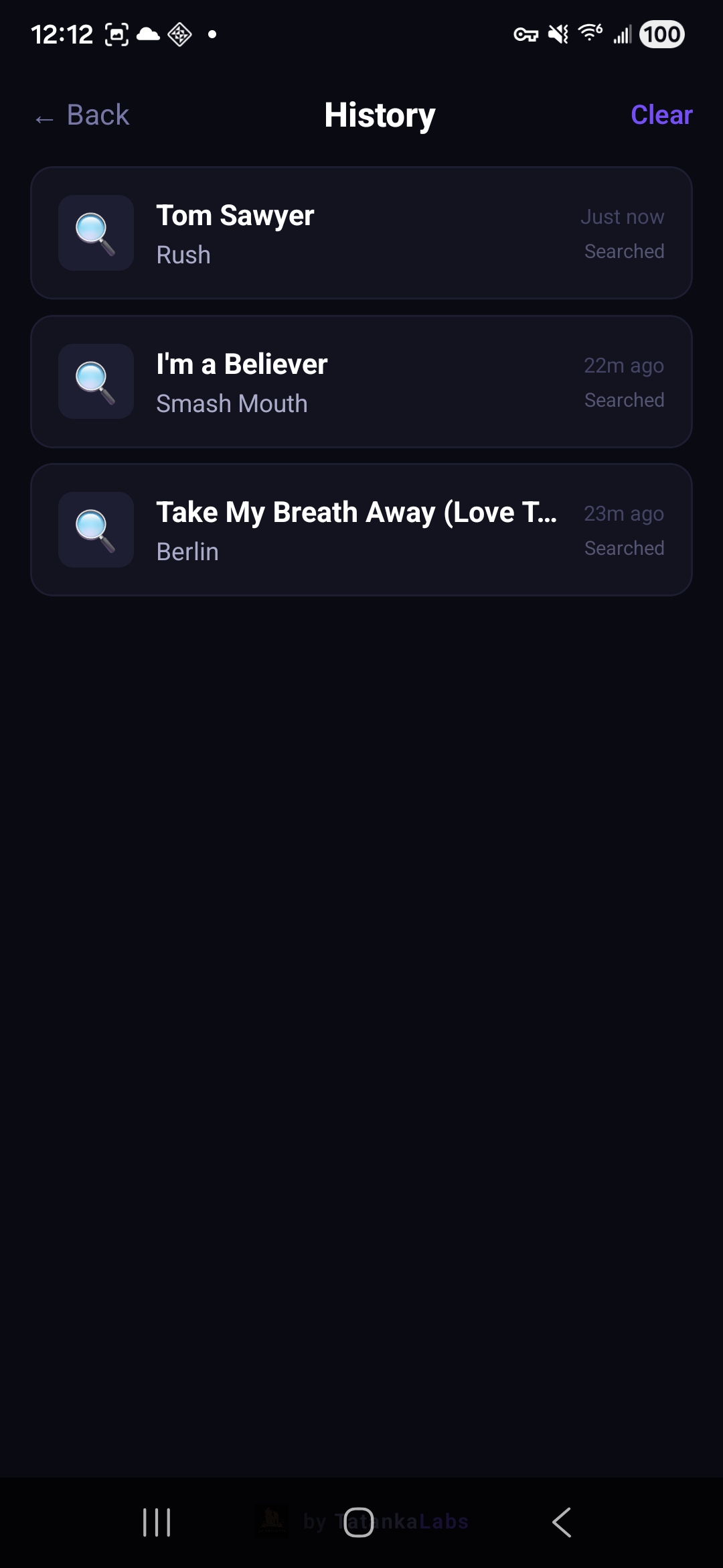 SceneSong - Search History