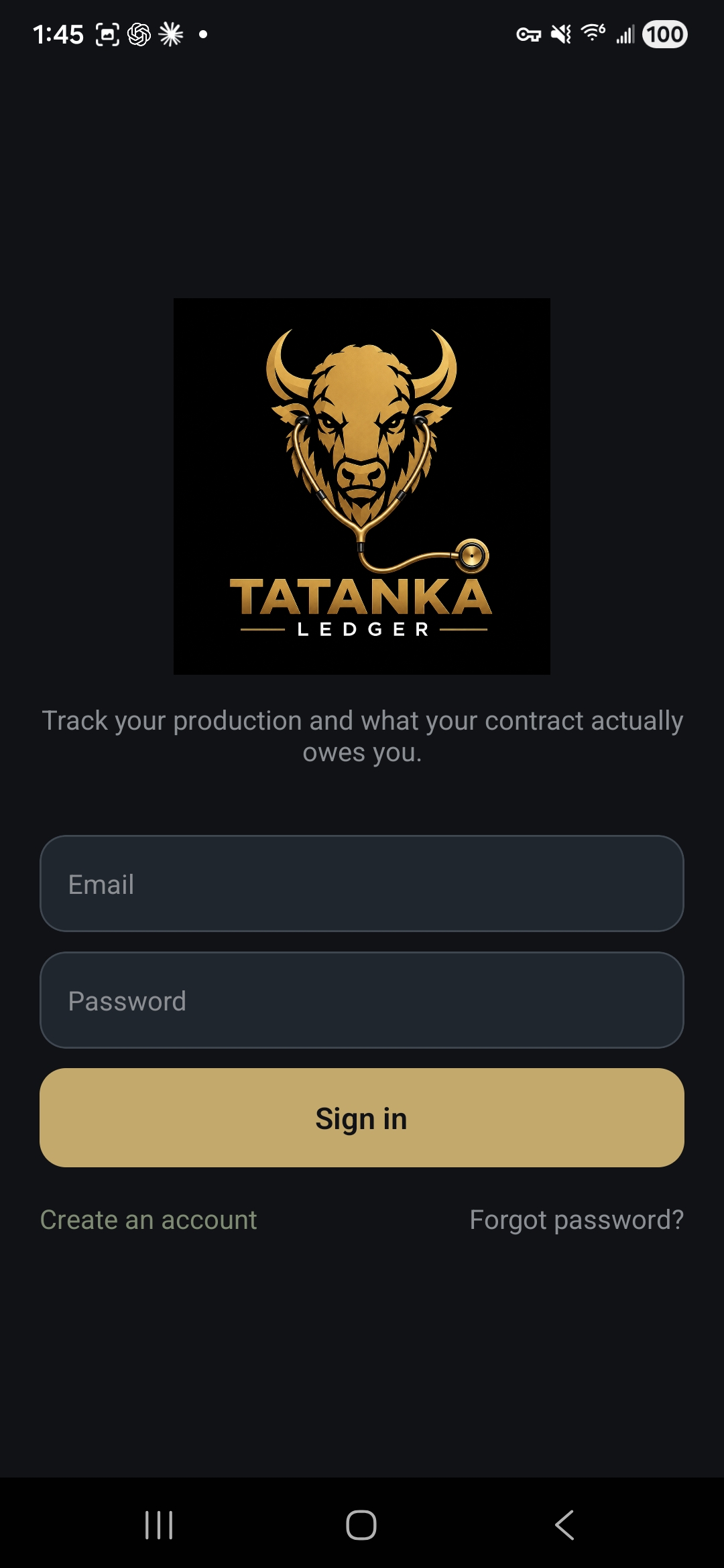 Tatanka Ledger - Welcome and sign in