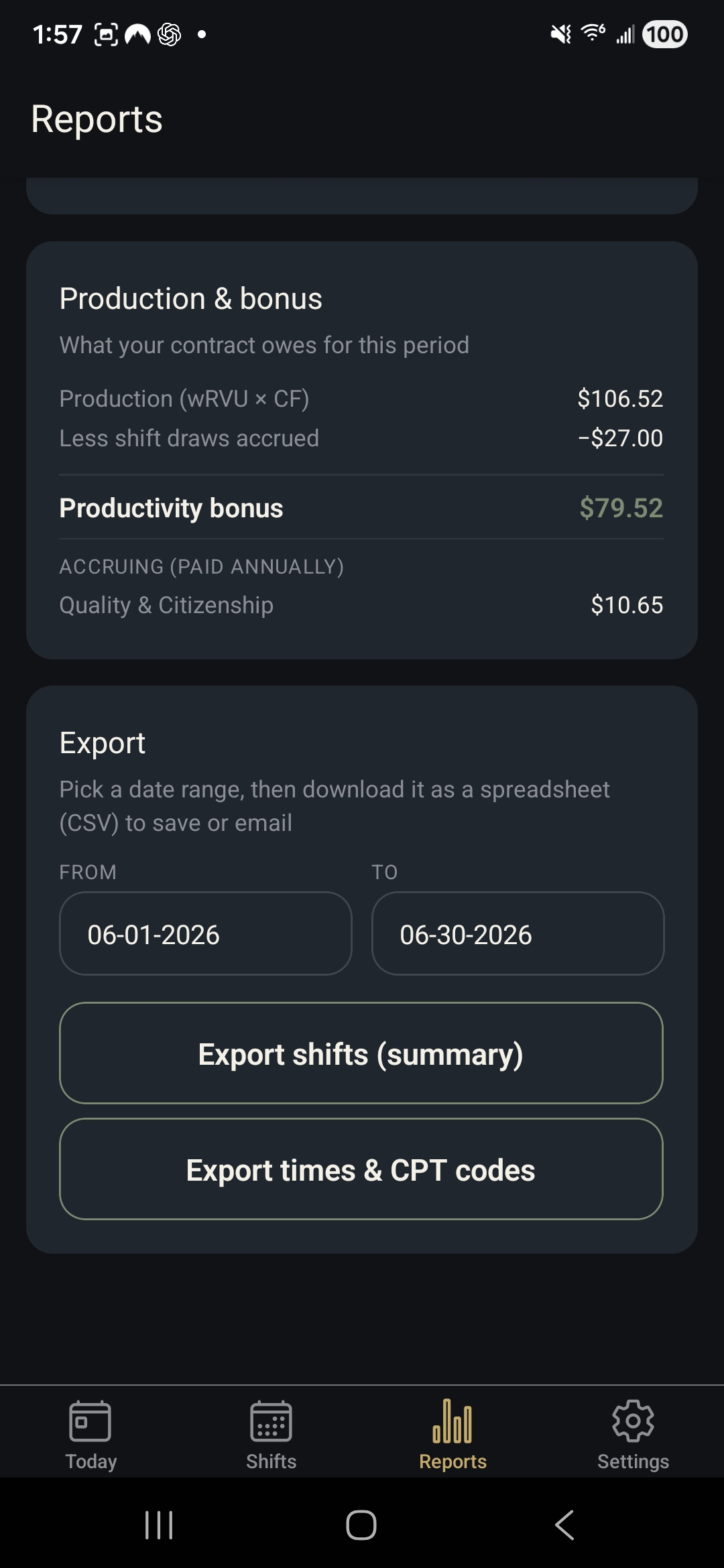 Tatanka Ledger - Export reports as CSV