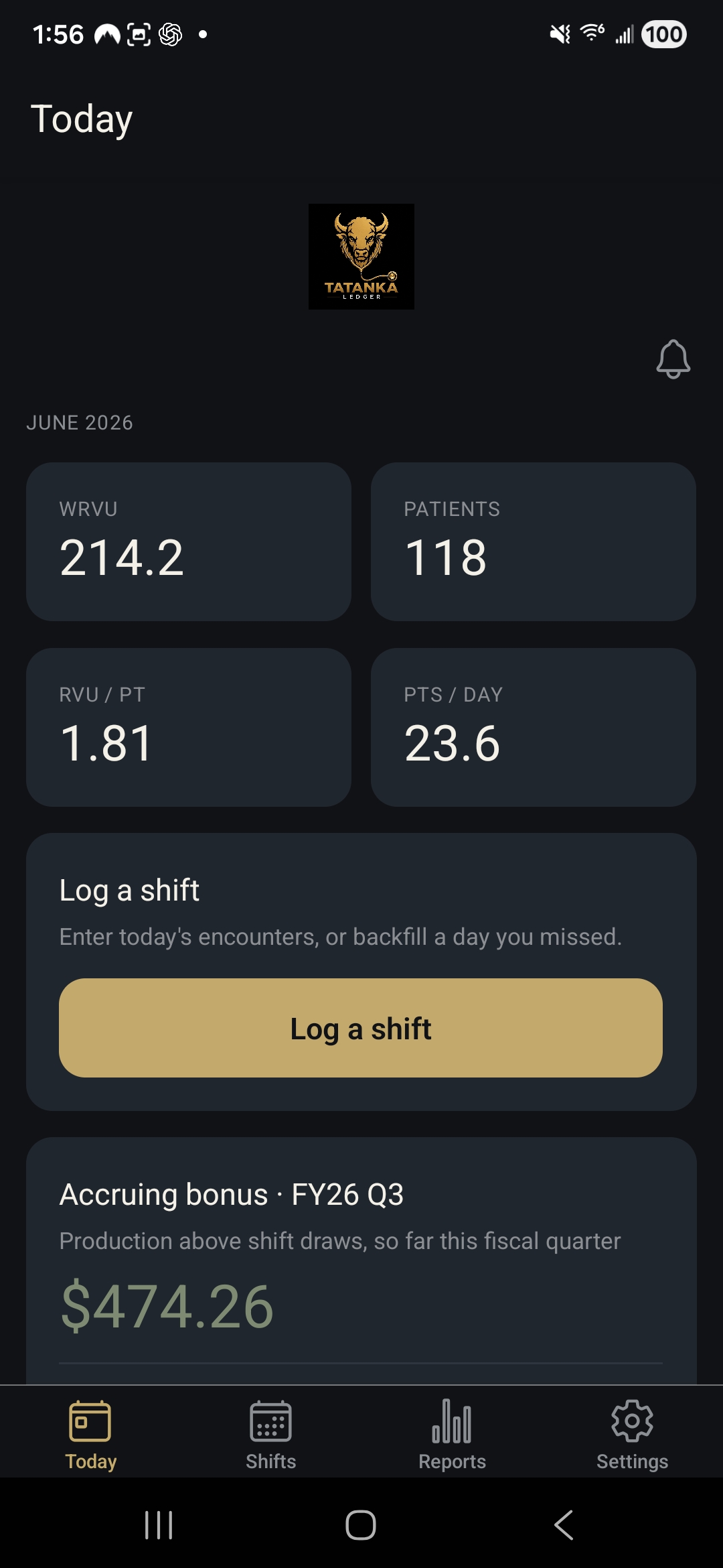 Tatanka Ledger Screenshot